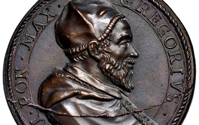 Gregorio XIV (1590-1591) Medaglia coniata 1591 Spedizione militare pontificia antiugonotta...