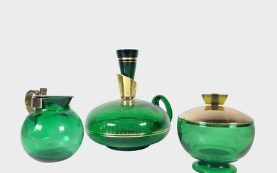 Group Of Green Glass Objects, Circa 1940