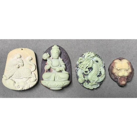 Group of Asian Carved Stone Pendants