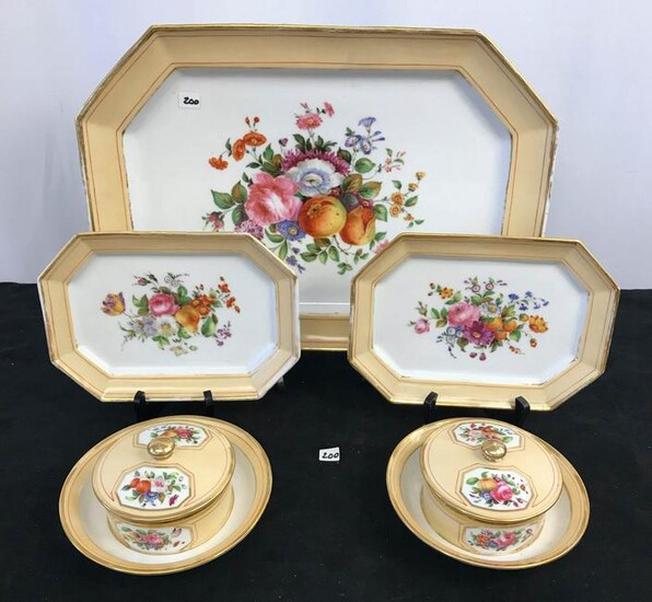 Group of Early Hand Painted Porcelain Serving Pieces