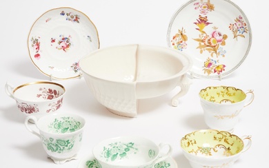 Group of Minton Cups and Saucers and a Contemporary Bowl, late 19th/20th century