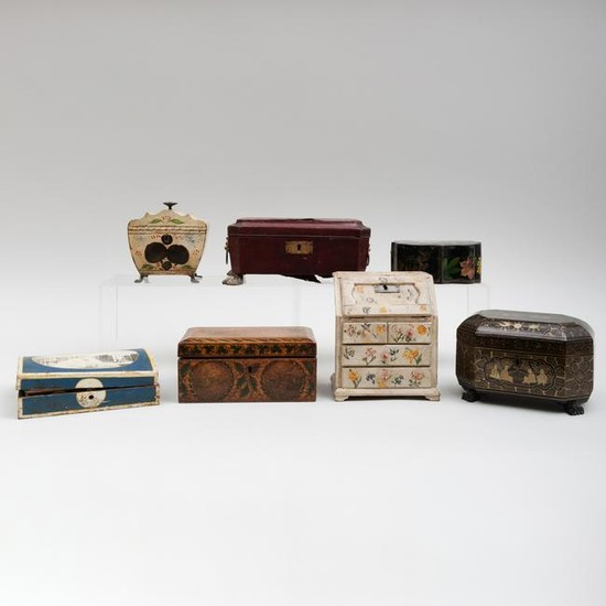 Group of Six English and Continental Table Boxes and a