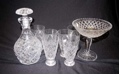 Group vintage cut crystal tableware pieces