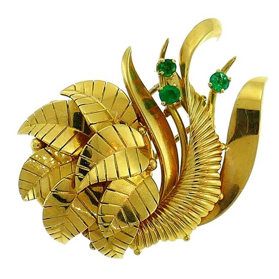 Gubelin Emerald Yellow Gold Watch Brooch Pin Clip