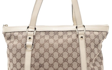 Gucci Abbey Tote Medium in GG Canvas and Ivory Leather