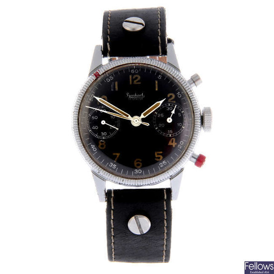 HANHART - a gentleman's nickel plated chronograph wrist watch.