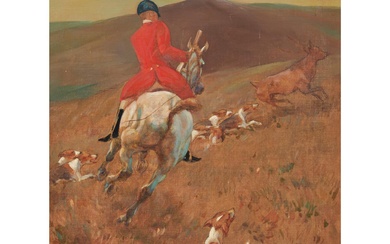 HAROLD SEPTIMUS POWER (1878-1951) The Stag Hunt oil on board 37 x 28cm