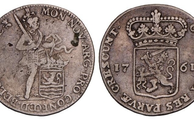 Halve Zilveren dukaat Zeeland 1761. Zeer Fraai.