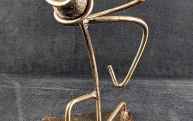 Hand-Made Metal Abstract Bowing Man Sculpture