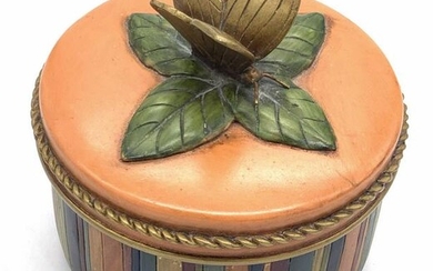 Hand Painted Ceramic Butterfly Trinket Box, Lid