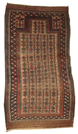 Handmade antique collectible Afghan prayer Baluch rug