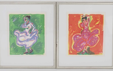 Hans Voigt Steffensen (1941-): Dancer. Two color Lithographs.