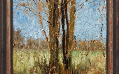 Hans am Ende (1864 Trèves - 1918 Szczecin) Arbres au début du printemps Paysage impressionniste...