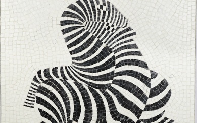 Heidi MELANO 1929-2014 HOMMAGE À VASARELY Plaque composée de mosaïques de céramiques, signée en bas...