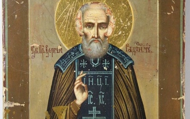 Heiliger Sergius von Radonesch, Ikone, Russland 19. Jh.