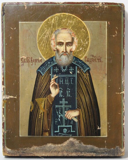 Heiliger Sergius von Radonesch, Ikone, Russland 19. Jh.