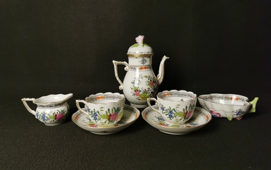 Herend - Coffee service (7) - for 2 people -FD hand painted Indian basket