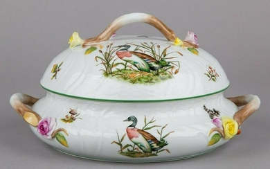 Herend Hunter Trophies Pattern Flat Tureen with Lid and
