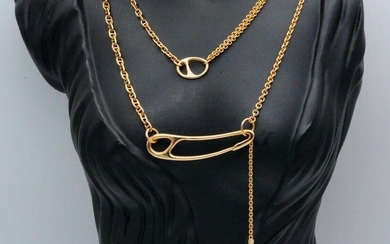Hermes 18K Rose Gold Chaine D'Ancre Punk Long Necklace