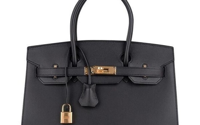 Hermes Birkin Sellier Limited Edition 30 Bag Black Veau