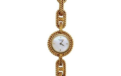 Hermès Paris Chaine D'Ancre Vintage Yellow Gold Mother of Pearl Wrist Watch