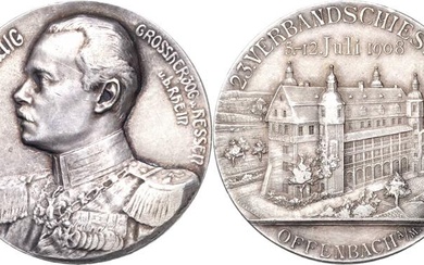 Hessen-DarmstadtErnst Ludwig 1892-1918 Silbermedaille 1908 (Lauer) 23. Verbandsschießen in Offenbach....