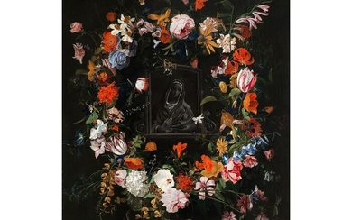 Hieronymus Galle d. Ä., 1625 – um 1679, MADONNENBILD IM BLUMENKRANZ