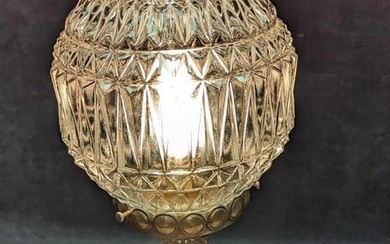 Hollywood Regency Style Cherub Glass & Brass Lamp