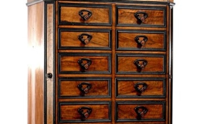 (-), Horrix, 19th century walnut cabinet with 16...