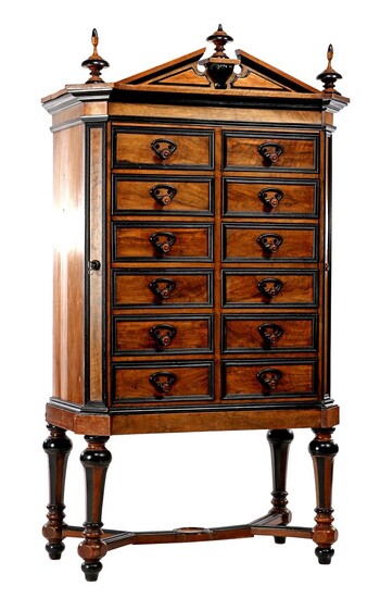 (-), Horrix, 19th century walnut cabinet with 16...