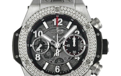 Hublot HUBLOT Big Bang Unico Titanium Diamond 441.NX.1170.RX.1104 Gray Dial Watch Men's