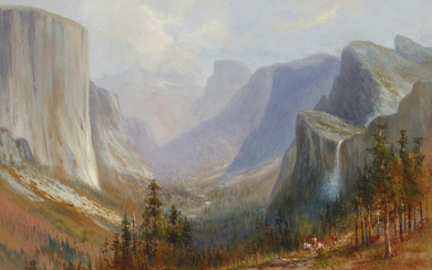 Hugo Anton Fisher (1854-1916) Indians at Inspiration Point (Yosemite, Valley)...