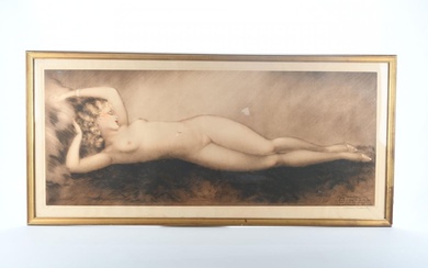 ICART, Louis (1888 - 1950). "Nu féminin allongé", pointe-sèche signée en bas à droite, justifiée...