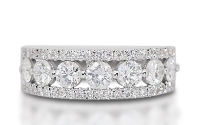 IGI Certificate - 1.45 total carat of natural diamonds - 18 kt. White gold - Ring - 1.17 ct Diamond - Diamond