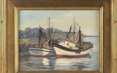 IRENE STRY (Massachusetts/New York/Hungary, 1899/1904-1963), Fishing boats tied up., Oil on canvas