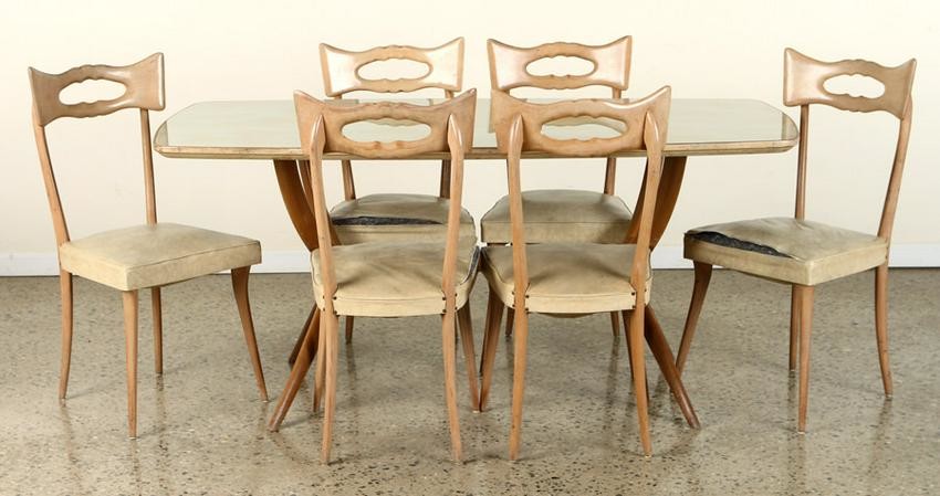 ITALIAN DINING TABLE AND SIX CHAIRS C.1950