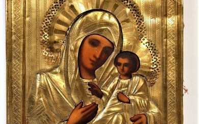 Icon, Mother of God, Iverskaya - Wood - Late 19th century
