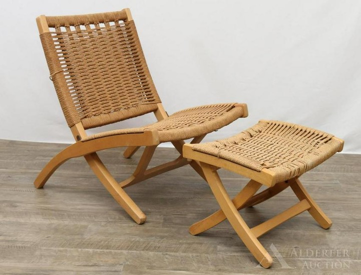 In the Manner of Hans Wegner Rope Chair & Ottoman