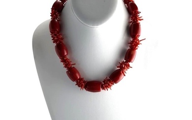 Incredible Vintage Sterling Silver Kenneth Lane Faux Red Coral Necklace
