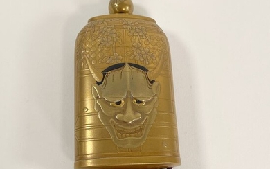 Inro - Wood - Makie Lacquer INRO signed 寿光 Jukō - Hannya -Bonshō 梵鐘 (Buddhist temple bell)-sakura - Japan - Early 20th century