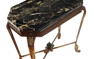 Iron & Bronze Marble Top Telephone Table