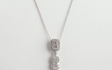 Italian 18K White Gold & Diamond Pendant Necklace