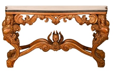 Italian Baroque Style Carved Marble Top Table