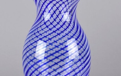 Italian Murano Glass (mid 20th Century) Blue and clear glass vase with sprial decoration. Circa 1950. Height 20 cm.