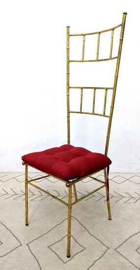 Italian style Gilt Metal Faux Bamboo Side Chair. Tall B