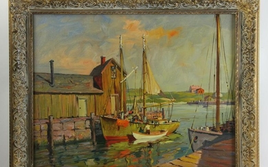 J J Enwright, Cape Cod Port, Oil on Canvas