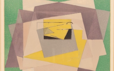 JACQUES VILLON (FRENCH, 1875-63), LITHOGRAPH IN COLORS ON WOVE PAPER, C. 1962, H 14.12", W 17.7", PAPIERS