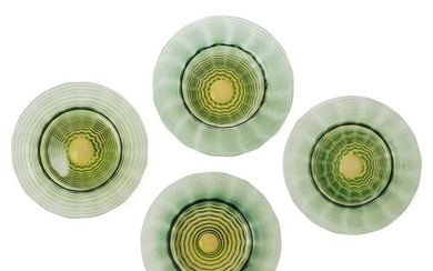 JAMES POWELL & SONS, WHITEFRIARS GROUP OF FOUR CIRCULAR DISHES, CIRCA 1890