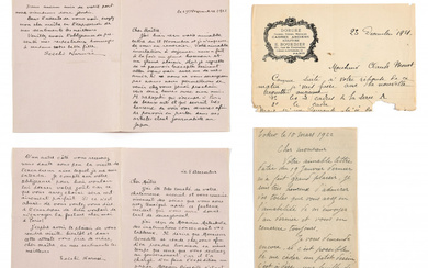 [JAPON].-MONET (Claude) Ensemble de 3 lettres adressées à Claude Monet, par ou pour des collectionneurs japonais. ...