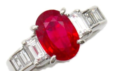 JEWELRY Rubis diamond ring Ring Red Clear Pt900Platinum Red Clear
